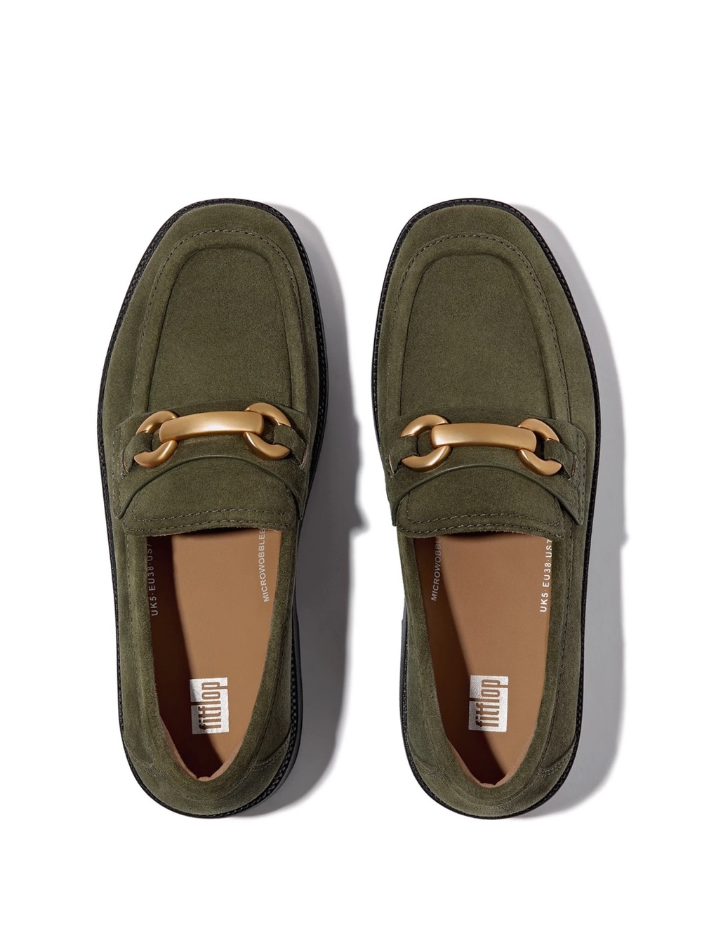 NIB Fitflop Olive Suede Bit Loafers